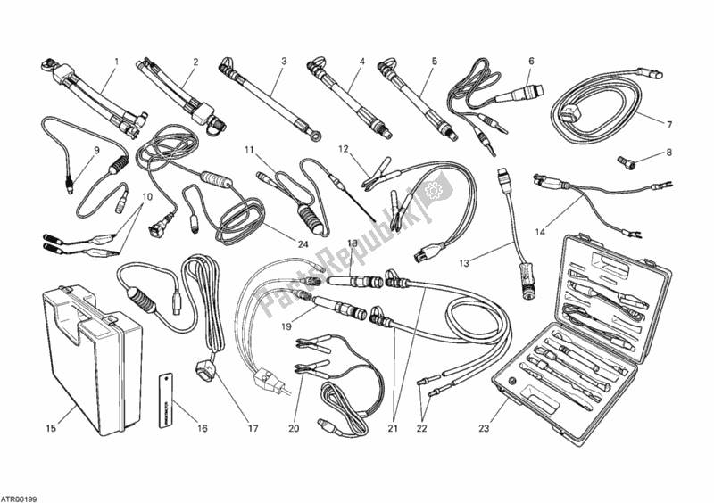 All parts for the Pressure Check Intrument of the Ducati Monster 659 Australia 2012